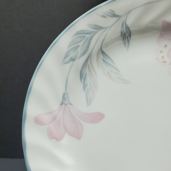 Corelle Pink Trio Salad Dessert Bread Plates White Swirl Plates Pastel Flowers - Picture 3 of 6